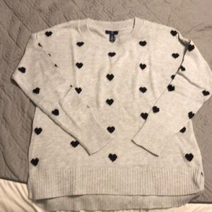 PRICE DROP-Gray and Black Heart Sweater